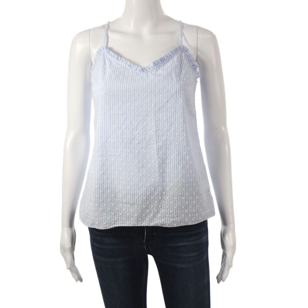 Lilly Pulitzer Women Striped Cotton V Neck Camisole Sleeveless Blue Size 00